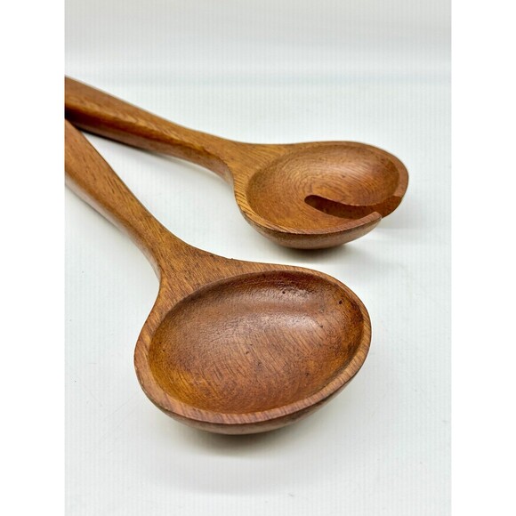 Set of Acacia Heavy Duty Salad Pasta Servers Wooden - Picture 2 of 5
